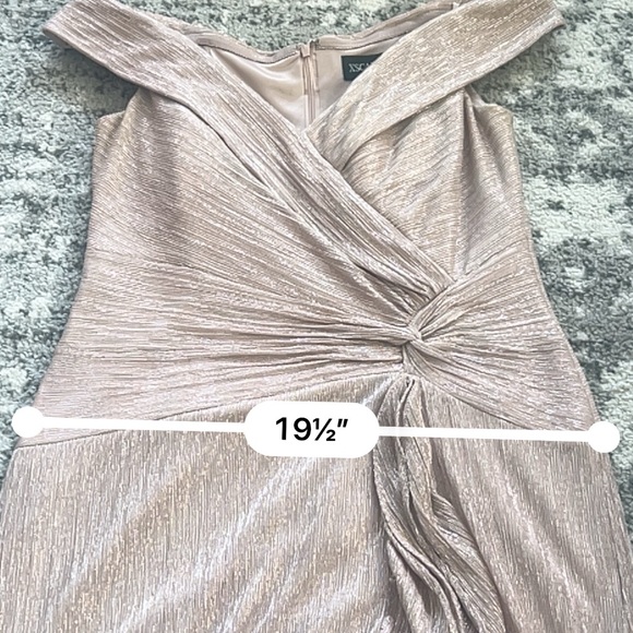 Xscape Off-Shoulder Pleated Dress in Blush - Picture 9 of 10